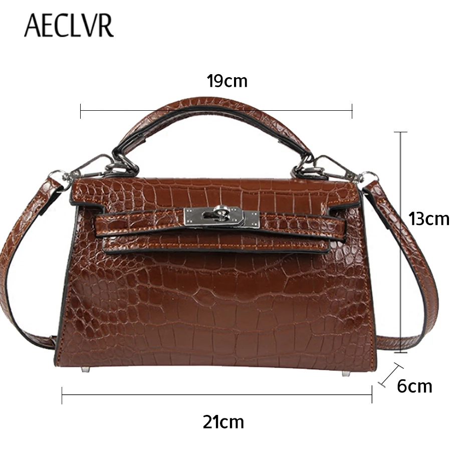 Aeclvr Alligator Women Leather Bag Luxury Good Quality Handbags Messenger Vintage Lock Small Ping Shoulder In Top Handle Bags