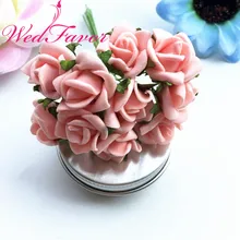  100pcs 2cm Artificial Mini EVA Foam Rose Bouquet Flowers For Candy Box Garland Wedding Scrapbooking Hair Accessories 