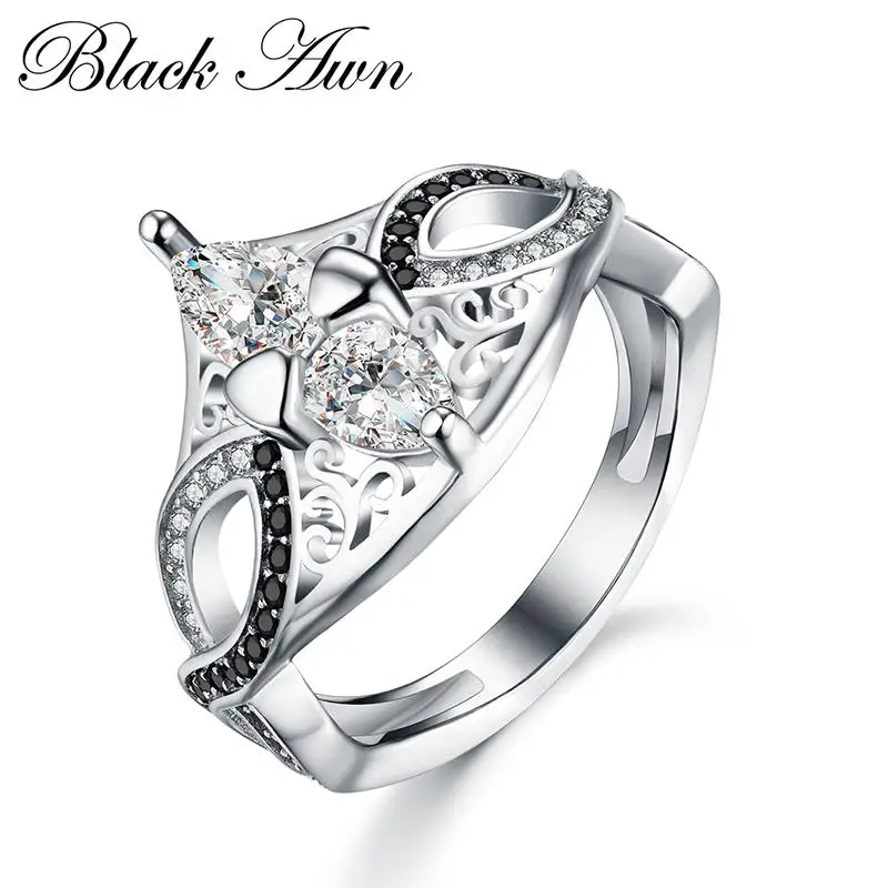 

[BLACK AWN] 925 Sterling Silver Fine Jewelry Trendy Engagement Bague for Women Wedding Rings Size 6 7 8 C282