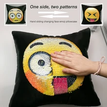 Reversible Mermaid Sequin pillow cushion emoji smiley face pillow Magical Double emoji Sequins almofada Cafe Home Decor sofa bed