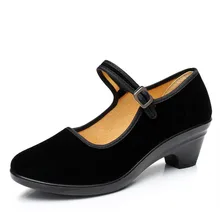 Фланелевая танцевальная обувь Yangko обувь для народных танцев износостойкая современная танцевальная обувь на высоком квадратном каблуке для девушек и женщин A176