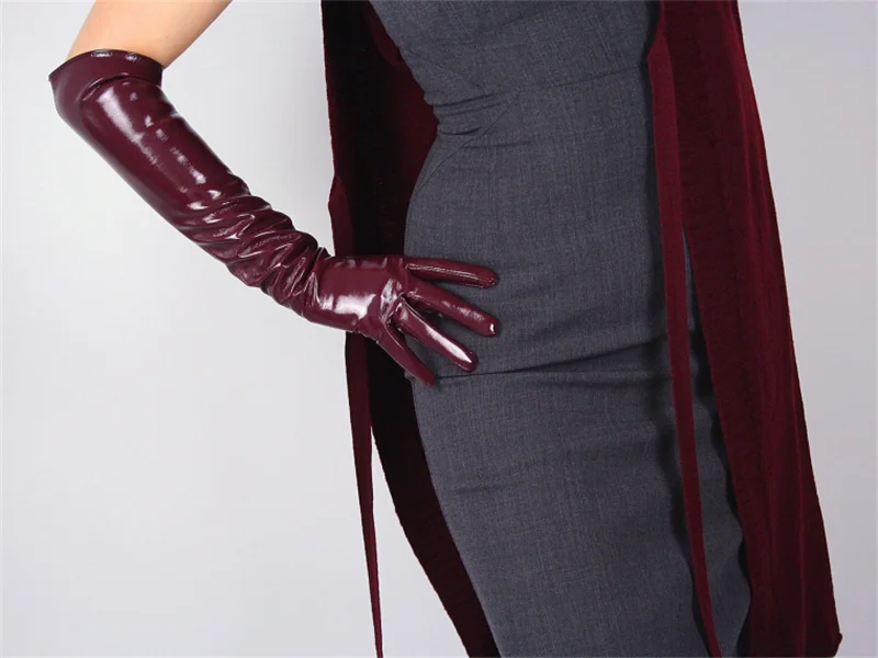 Модные перчатки Ms. синтетический PU длинные 50 см локоть черный классический ретро Seiko французский элегантный подкладка TB12