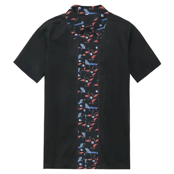 

Animal Pattern Flamingo Printing Fashion Short Sleeve Men Shirts Summer New Fashion Casual Camisa 97% Cotton Male Shirt