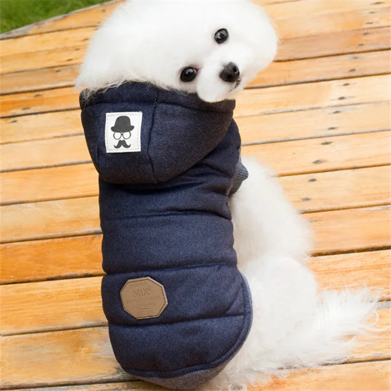 Bigeyedog супер теплая одежда для собак зимняя одежда для домашних животных курта для собак костюм для Животных Кошка Щенок Чихуахуа Пудель Йоркширский терьер одежда - Цвет: Тёмно-синий