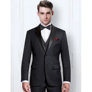 

Custom Slim Fit Groomsman Formal Wedding suits Tuxedo for men Notch Lapel Black Mens Dress Groom Suits 2017 (Jacket+Pant+Vest)