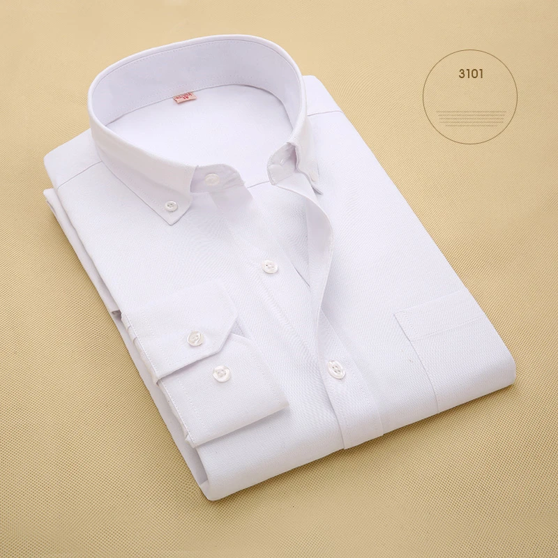 Men Casual Shirts Dress Shirts Fashion Oxford Mens Long Sleeve Solid Color Formal