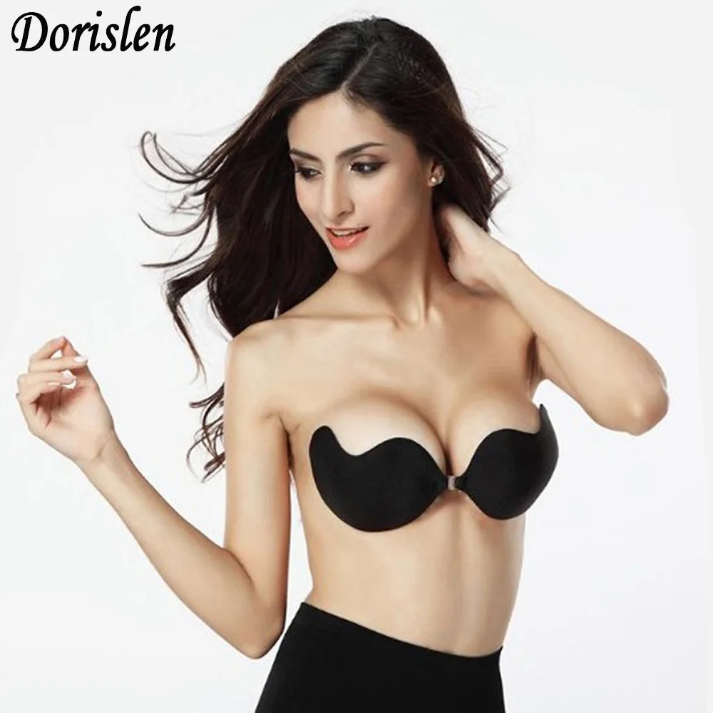 

Dorislen women Self-Adhesive Silicone Push Up Strapless Invisible Bra 2 sizes 400pairs(OPP bag)