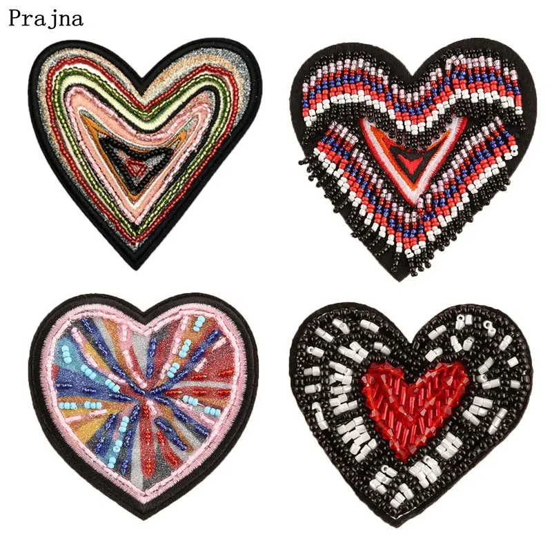 

Prajna Beads Iron On Patch Love Heat Beaded Badges Open Your Hand Embroidered Appliques Hope Letters Stickers On Clothing Bags