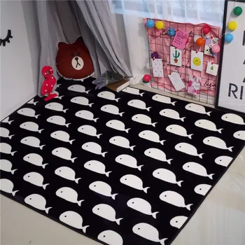 

Fashion Cute Baby Whales Black Living Room Bedroom Decorative Carpet Area Rug Bathroom Floor Door Yoga Baby Kids Crawl Play Mat