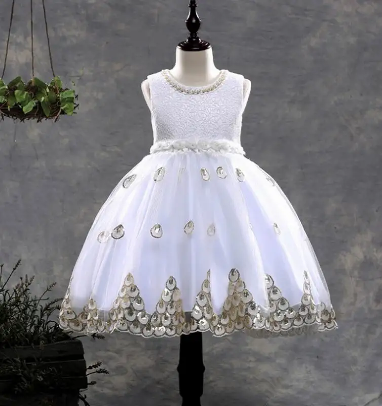 

Princess Dress for Girls Flowers lace edge Sleeveless Fluffy Gauze Birthday Wedding Party Dress Children Clothing 3-12T A1958
