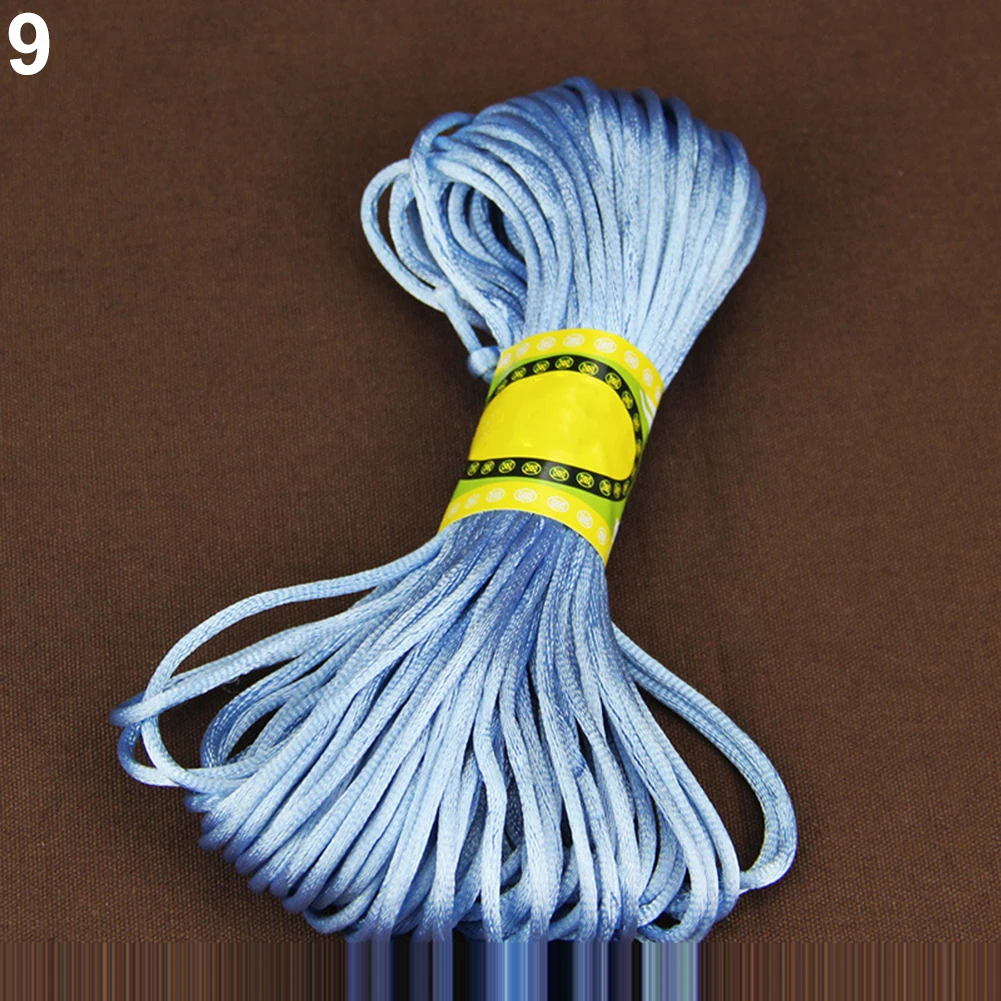 20 метров 2 мм, сатиновый шнур, нейлоновое плетение макраме, веревка для вязания, рукоделие и шитье - Цвет: Middle Blue