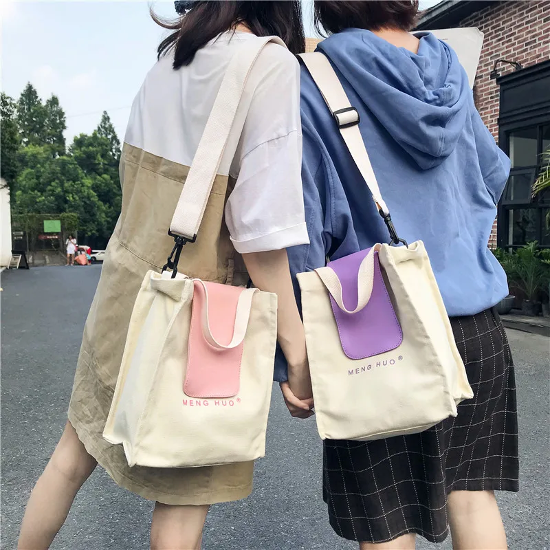 Menghuo Canvas Bag for Women 2018 Tote Ladies Casual Shoulder Bag Reusable Shopping Bags Beach Bag Female Cotton Cloth HandbagIMG_6246