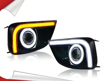 

LED DRL daytime running light + yellow turn signal + COB angel eye + projector lens + fog lamp with cover for toyota vios