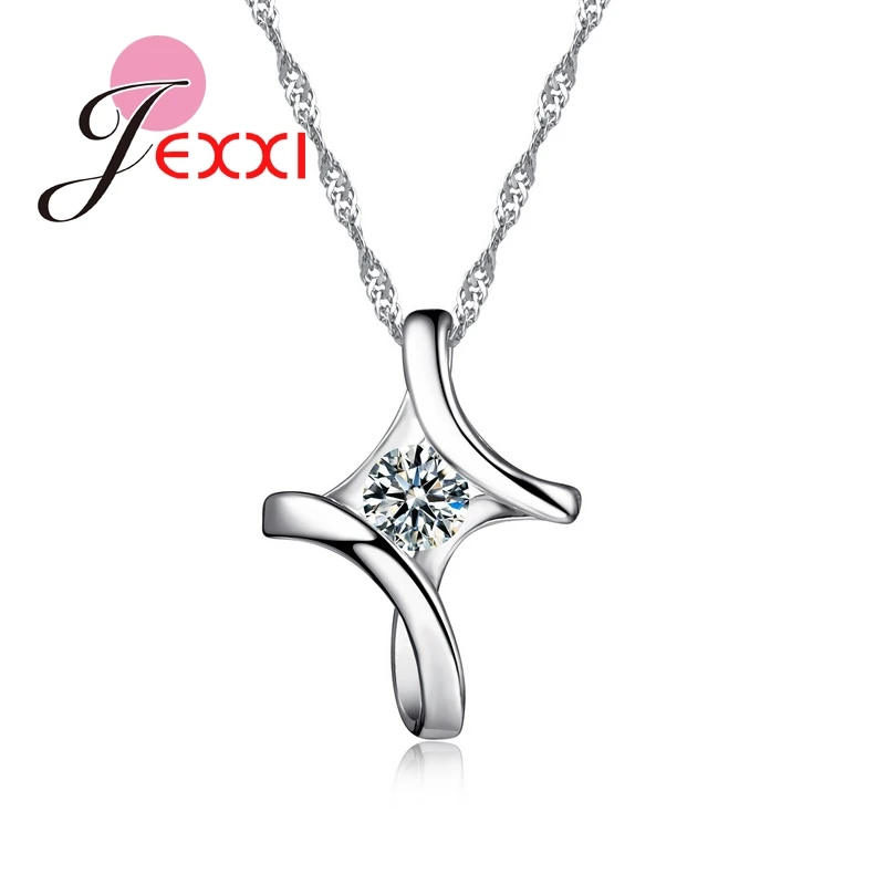 JEXXI Fashion Hollow Design Shinny CZ font b Pendant b font Jewelry 925 Sterling Silver Women