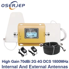 GSM LTE 1800 lcd 70dB 2g 4g повторитель сигнала для сотового телефона DCS 1800MHz+ наружная/Внутренняя антенна