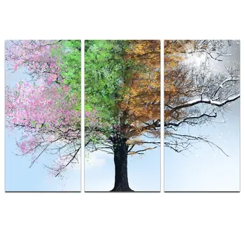 

Custom Canvas Wall Art Colorful Four Seasons Tree in Sunshine Canvas Print Painting For Living Room Bathroom Deocr Drop shipping
