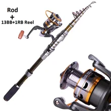 Best qulity 1.8- 3.0m Fishing Rod Set and 14BB Metal Spoon Reel Lure Spinning Fishing Reel vara de pesca de carbono
