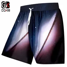 OGKB летние мужские пляжные шорты Космические 3D принтованные мужские Бермуды пляжные шорты с рисунком планеты рабочие быстросохнущие брюки плюс размер 5XL