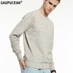 Натуральная gaupucean чистый 100% хлопок человек трикотаж полный свитер с круглым вырезом и длинными рукавами Весна-осень-зима круглый Средства
