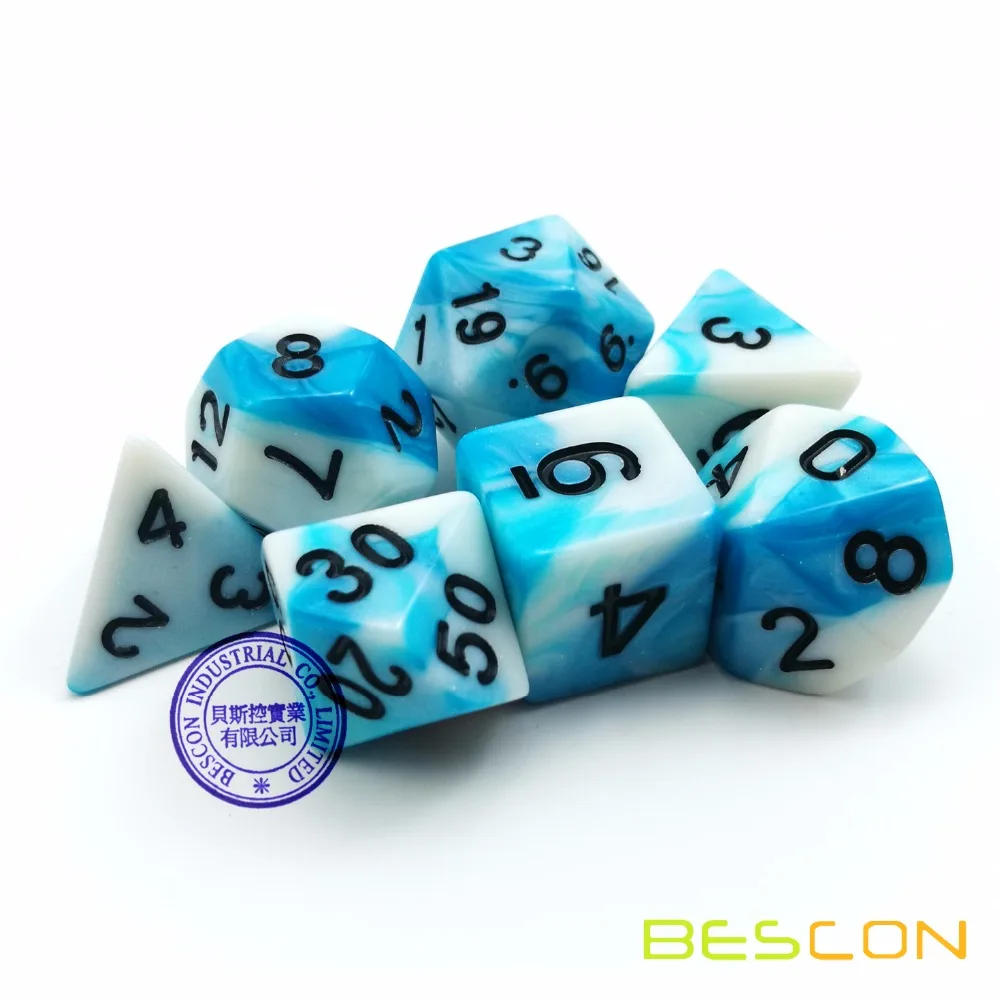 Bescon Gemini многогранные игральные кубики ледяной трек двухцветная Фотография 7 d4 d6 d8