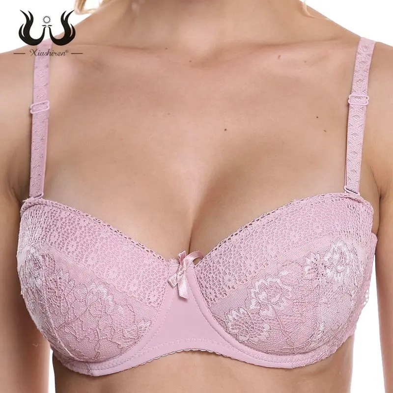 

Xiushiren Japanese Women Push Up Bra Lace Underwear Bras For Small Breast Half Cup Brassiere Embroidery Sexy Lingerie ABCD Cup
