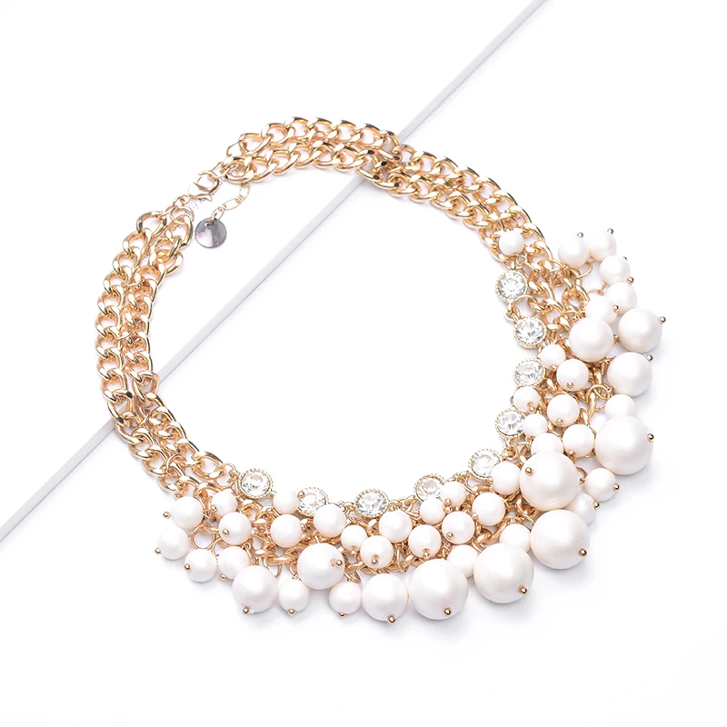SUKI Европейское многослойное ожерелье из АБС-пластика с жемчугом и ...
