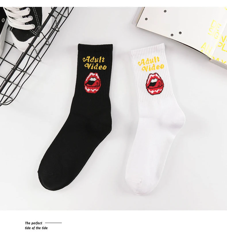 Модные мужские носки для HipHop в стиле Харадзюку, для женщин, в стиле панк, уличный стиль, черные, белые, с большим язычком, брендовые, высокое качество, спортивные носки для скейтборда