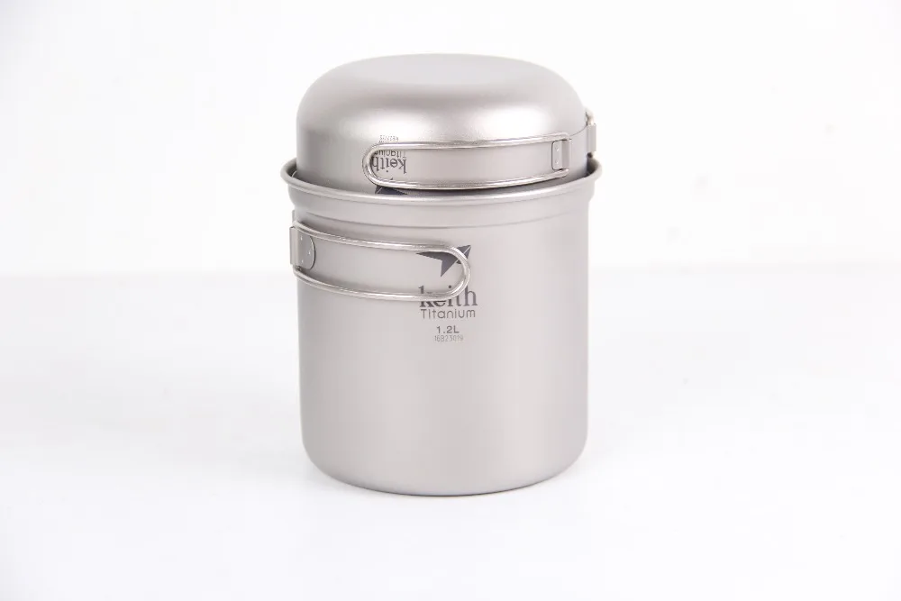 Keith Folding 1200ML Titanium Camping Pot Set with Two Bowls Outdoor Tableware