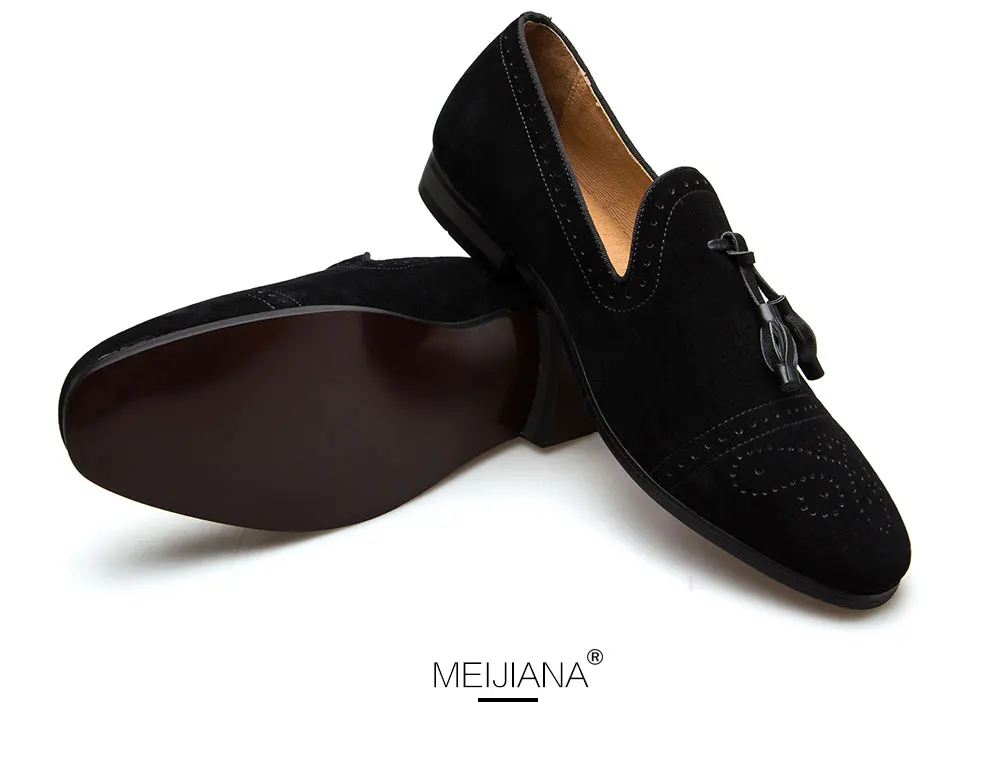 MEIJIAN/мужские черные Лоферы ручной работы; модные вечерние и свадебные мужские бархатные туфли; мужские туфли-лоферы
