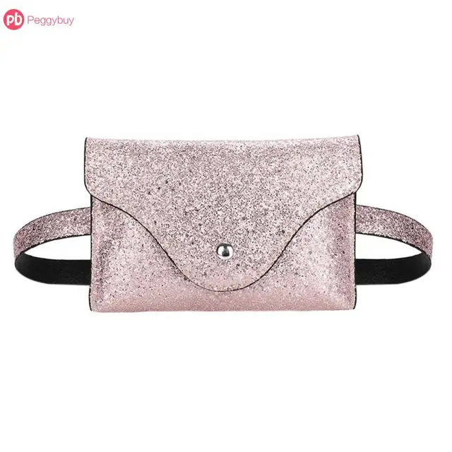 Multi-Colors Glitter Women PU Leather Waist Bags Fanny Packs Belt Handbags Flap Sequins Sparkly Shining Crossbody Bum Belt Bags