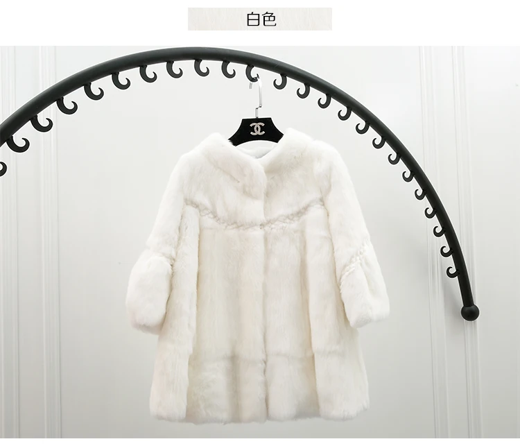 ZDFURS* элегантный воротник-стойка с волнистым вырезом, натуральным кроличьим мехом, пальто, верхняя одежда женская зимняя Свободная куртка из натурального меха