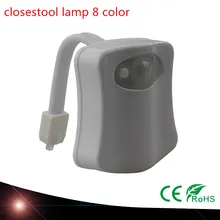 New Sensor Toilet Light 8 Colors LED Battery operated Lamp Human Motion Activated PIR Automatic