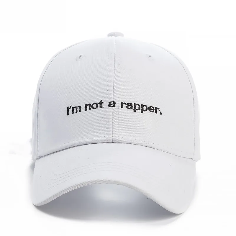 Высококачественная брендовая бейсболка с надписью i'm not a rapper Snapback, хлопковая бейсболка для взрослых мужчин и женщин, хип-хоп шляпа папы костяная Garros - Цвет: Белый