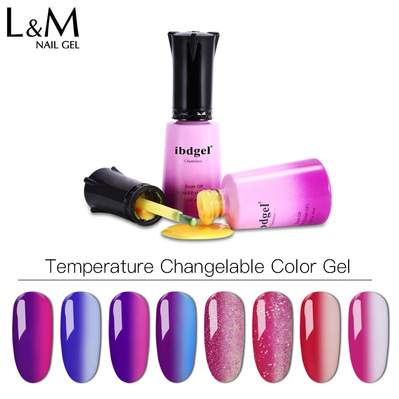 

6 Pcs ibdgel Soak off UV LED gel Nail art Temperature Change Gel 12 ml nail polish colorful Factory Supplier vernish