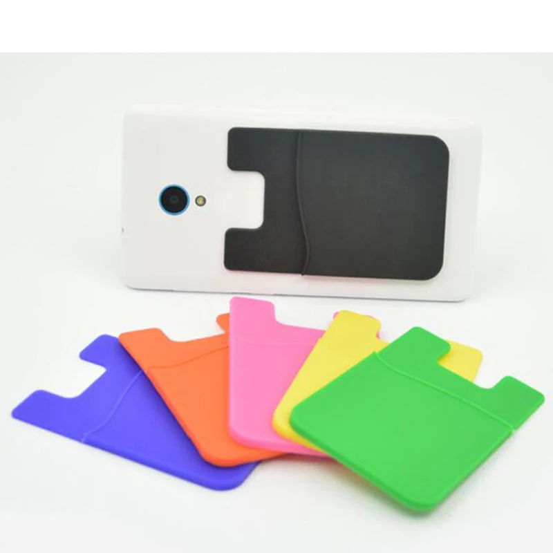 

10pieces/lot Strong Adhesive Card Pocket ID Card Holders Stationery Universal Size High Quality Silicone Smart Phone Pouch