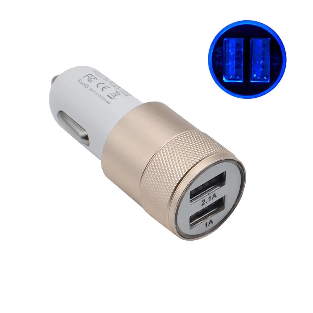 Автомобильное зарядное устройство с двумя USB портами металлическое