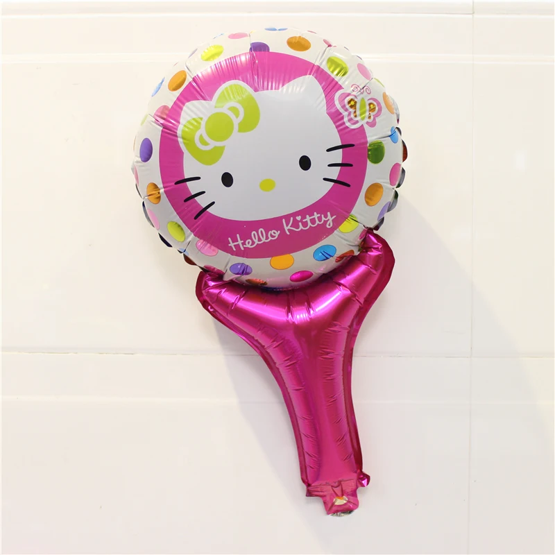 

KUAWANLE 50pcs/lot Cartoon Hello Kitty Cheer Hand Sticks Foil Air Balloons KT Birthday Party Supplies Decorations Globos Toys