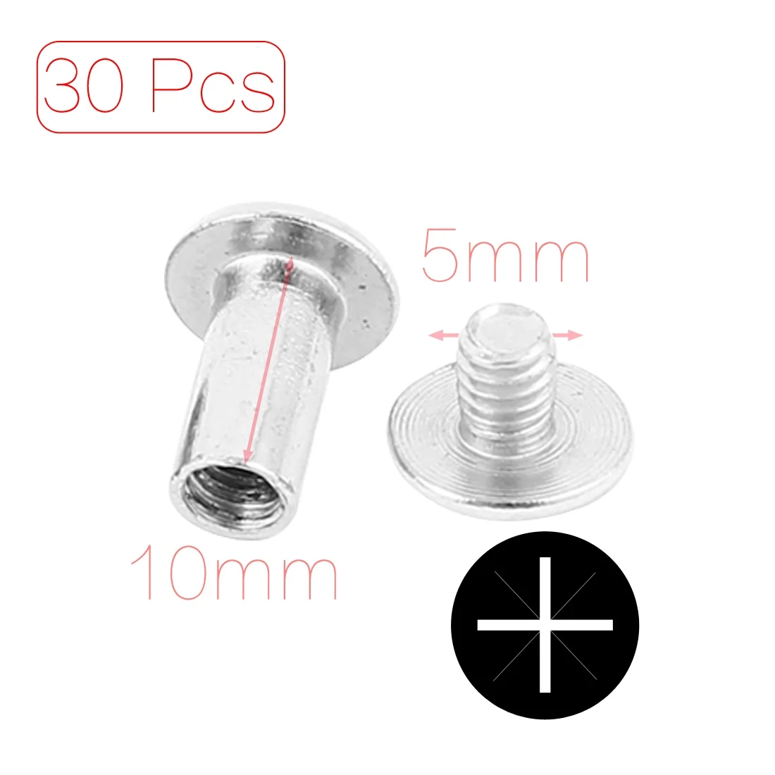 

UXCELL 30Pcs M5x10mm Nickel Plated Binding Screw Post For Scrapbook Photo Albums
