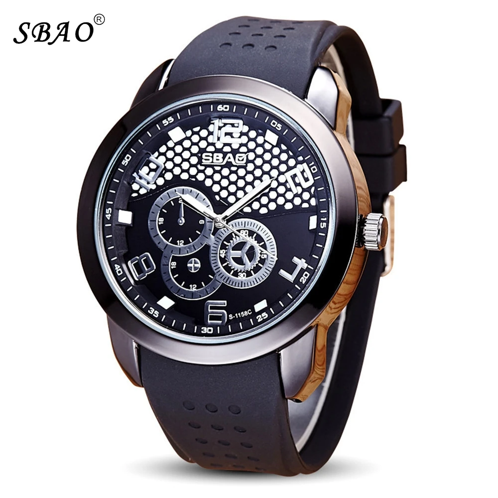 

SBAO 2018 Men's Fashion Sport Watch Men Quartz Analog Clocks Fashion Man Business Leather Military Watch Relogio Masculino New
