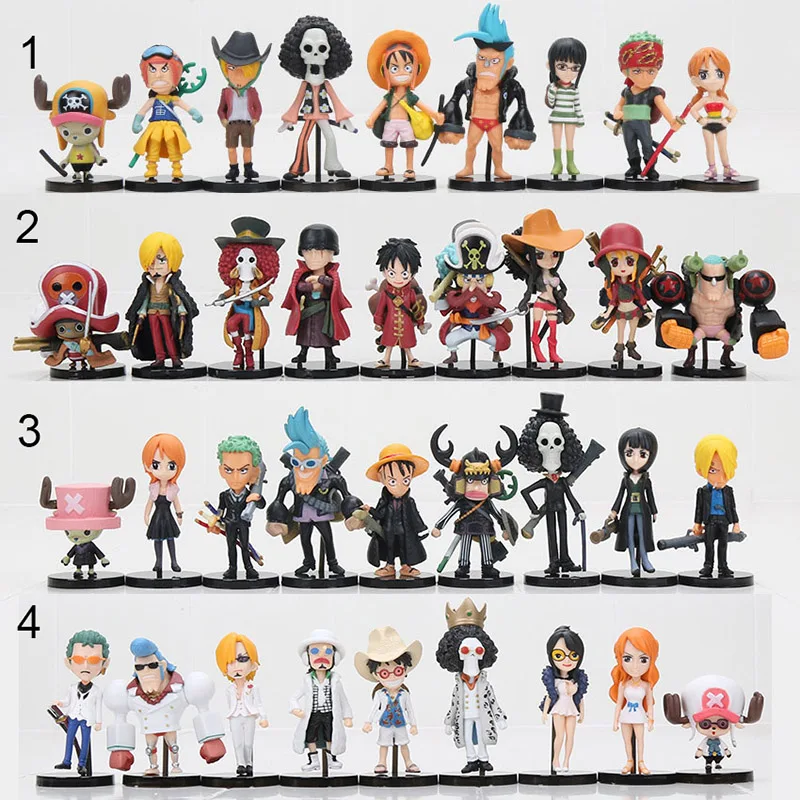 9pcs Set Anime One Piece Ace Luffy Brook Nami Robin Chopper Sanji