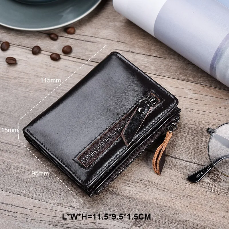 

Mini Men Wallet Short Wallets Genuine Leather Card Holders Multi Coin Pockets Male Clutch Leather Zipper Men Business Wallets