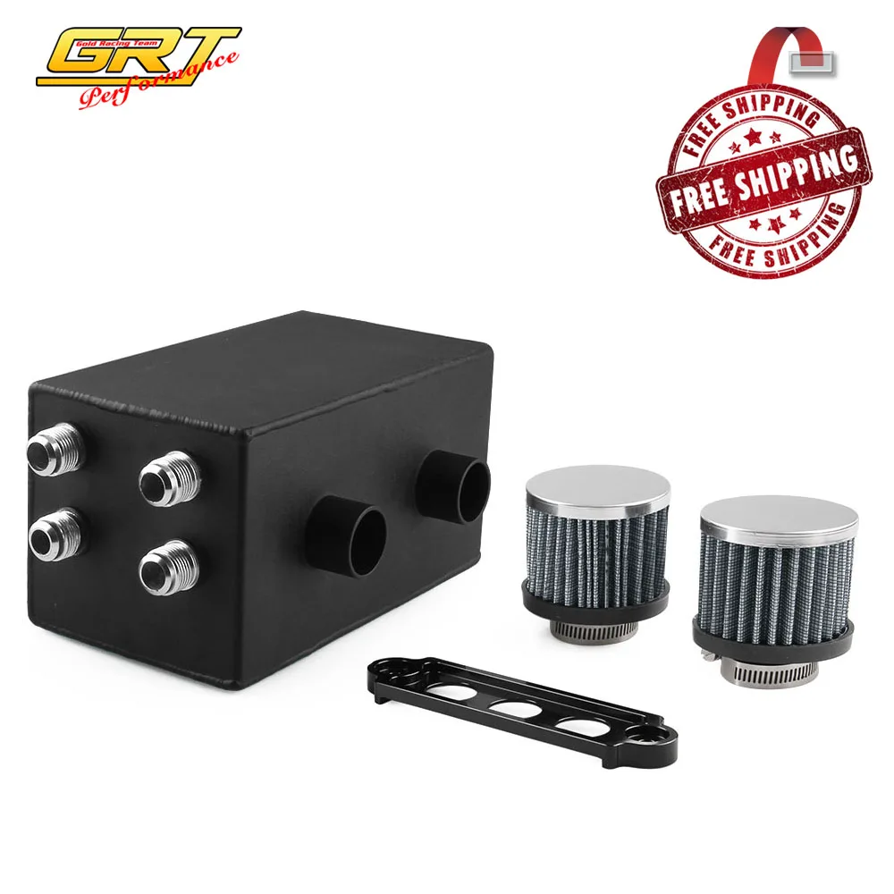 Free Shipping Aluminum Oil Catch Tank/Can with Filter Breather 10 AN
