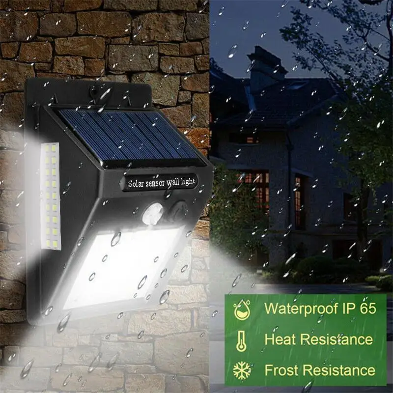 

New 100 LED Solar Light Garden Solar Lamp PIR Motion Sensor Solar Powered By Sunlight Waterproof for Outdoor Wall Street Decor