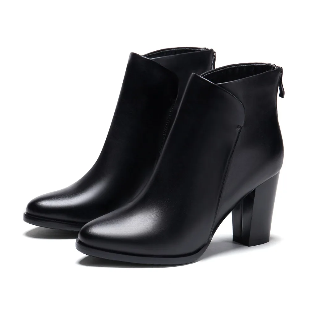Cheville Noir Qualité Zipper Chaussures Carrés Femme black Talons En Véritable Femmes D'hiver Cuir Bottes Sb042 Nubuck De Pointu Bout Haute kX08nPwO