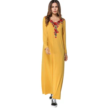 

Nice Dress Women Floral Print O Neck Casual Plus Size Dress Long Sleeve Loose Middle East Islamic Long Dress Nice Pop Sale