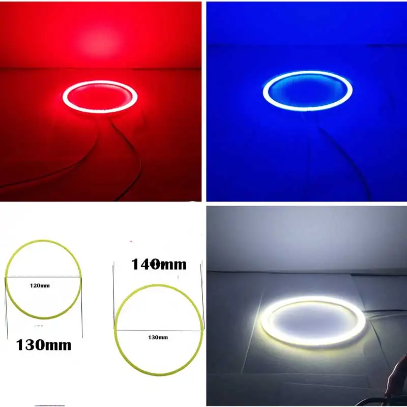 Надеясь на автомобиль led COB ангельские глазки 130 мм COB Halo кольца автомобильный Стайлинг светодиодный светильник 2 шт. белый красный синий