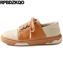 Зашнуровать женщин дам Японская школа повседневная дизайнер плоские коричневый Круглый носок кроссовки замша резиновая подошва Фарфор для обуви европейская последние красивая отправка капель весенняя осень Мода