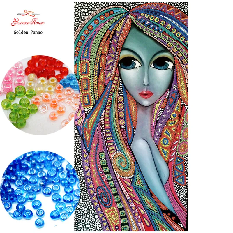 

GoldenPanno Needlework DIY bead Cross stitch Embroidery stitch good girl Precise Printed character Pattern cross stitching 912