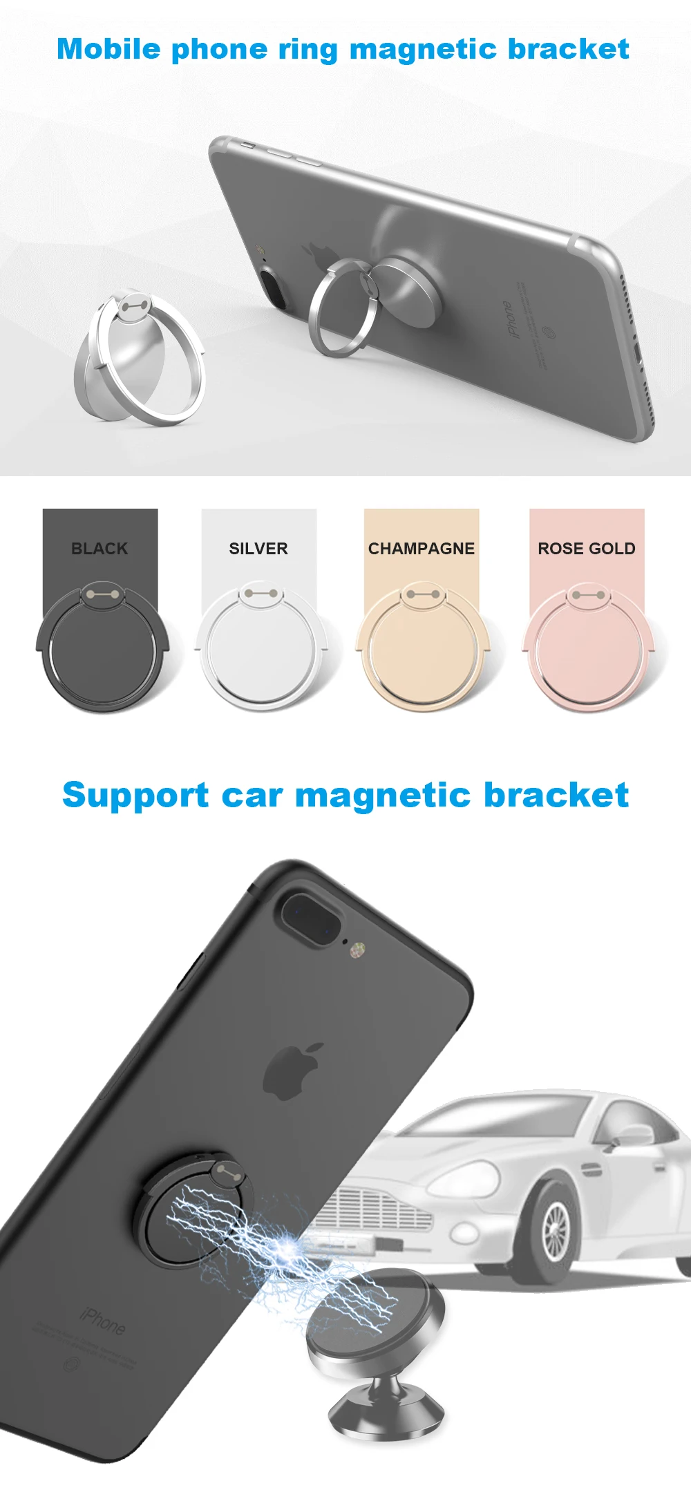 Ascromy Mobile Phone Finger Ring Holder Anime For iPhone 7 8 X 6 iPhone7 Samsung Cell Smartphone Magnetic 360 Stand anillo movil Cellphone porta celular Accessories (1)