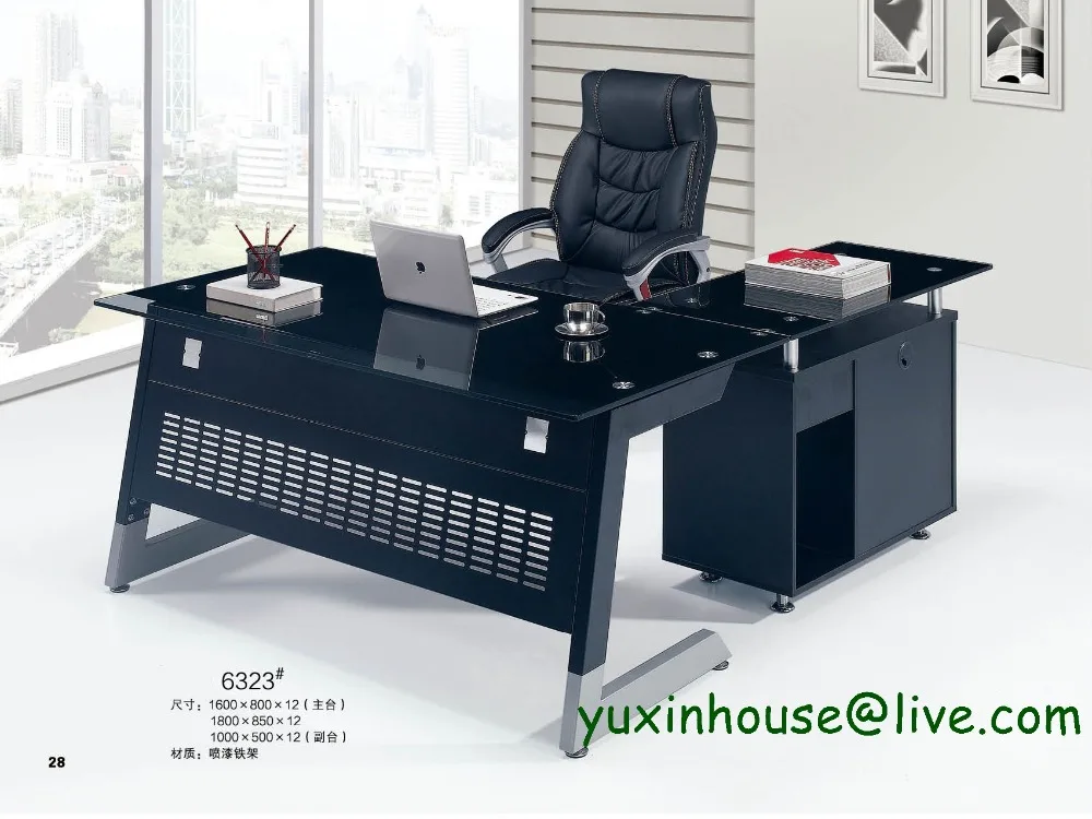 Hot sale! Tempered glass office desk boss desk table commercial office furniture modern design